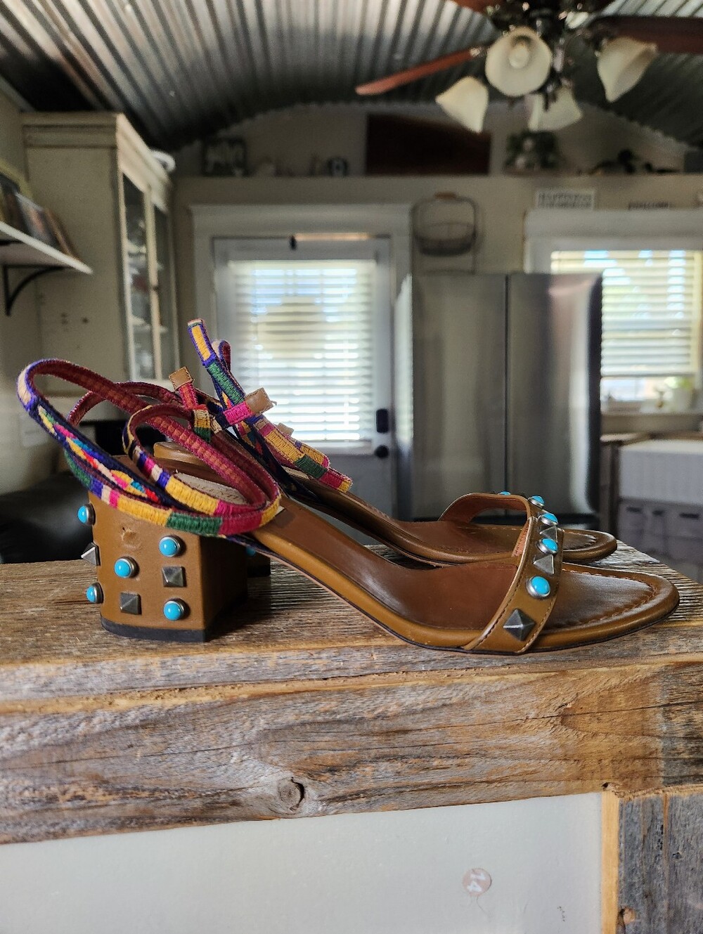 Valentino Rockstud Rolling Ankle  Strap Size 36.5  US 6.5